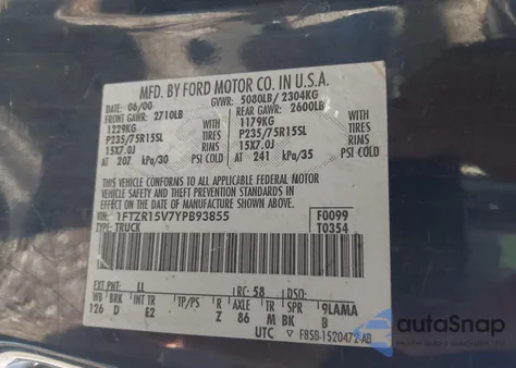 2000 Ford Ranger Xl/Xlt from USA, damaged, VIN 1FTZR15V7YPB93855